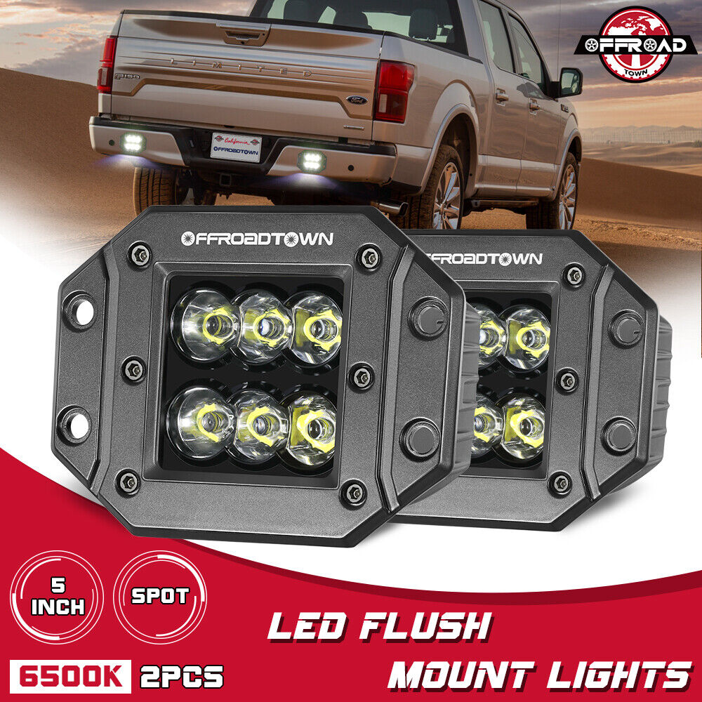 Barras de luz LED de montaje empotrado de 4 X 5" pulgadas punto conducción inversa vainas antiniebla SUV ATV 4x4- - Image 3