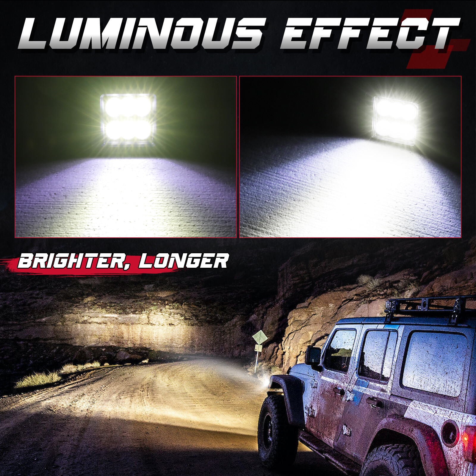 Barras de luz LED de montaje empotrado de 4 X 5" pulgadas punto conducción inversa vainas antiniebla SUV ATV 4x4- - Image 5
