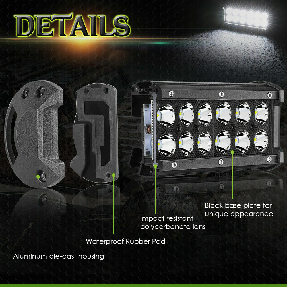 Barras de luz LED de doble fila de 7 pulgadas punto conducción dentro y fuera de carretera UTV 4x4 SUV respaldo - - Image 3