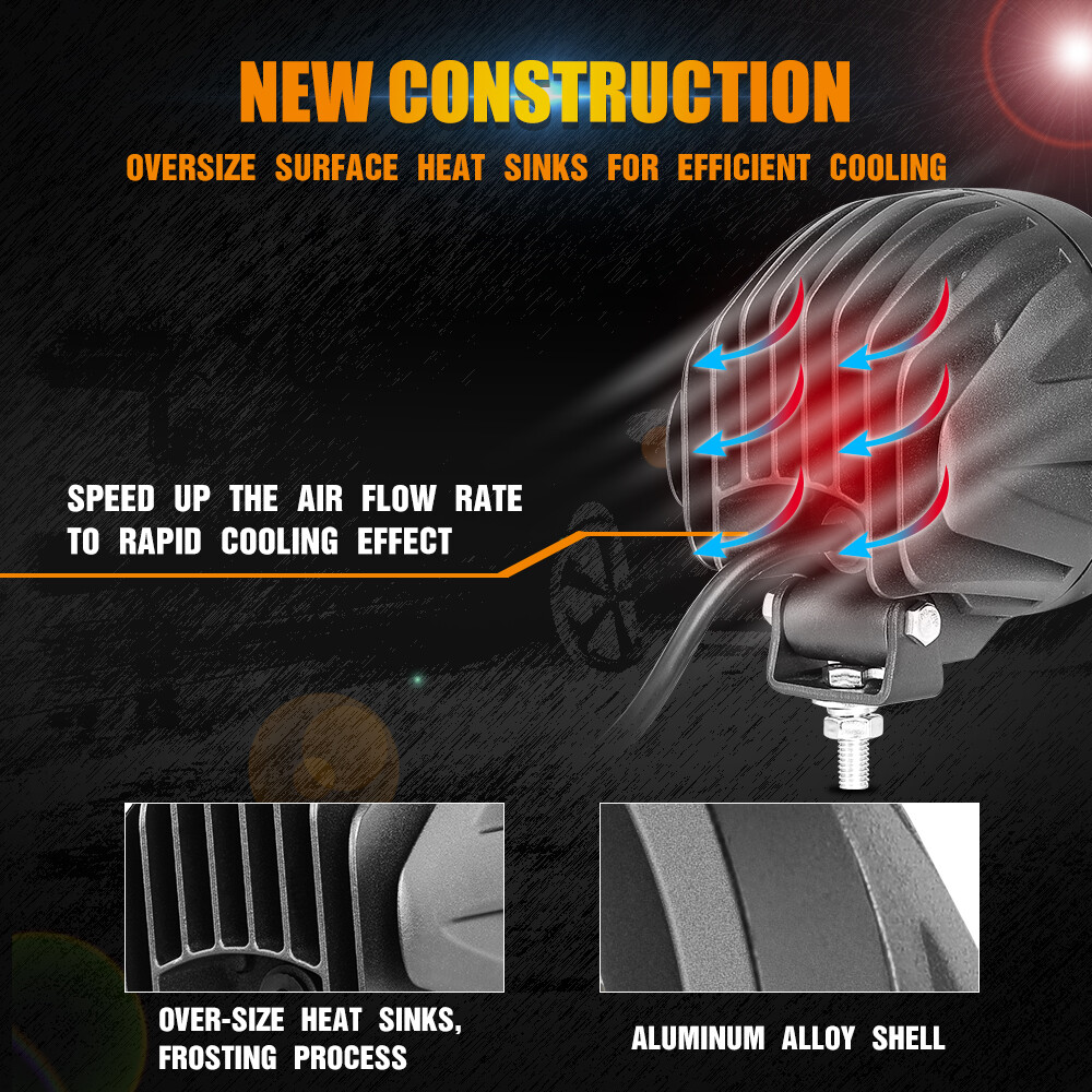 Par de luces LED redondas de conducción de 4" 90W cápsulas todoterreno camioneta 4x4 ATV SUV- - Image 4