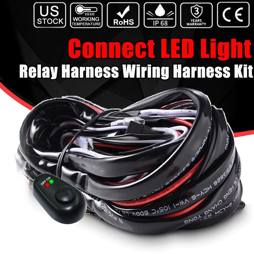Kit de arnés de cableado de barra de luz LED 40A interruptor de encendido y apagado de relé de fusibles para 4x4 ATV UTV-