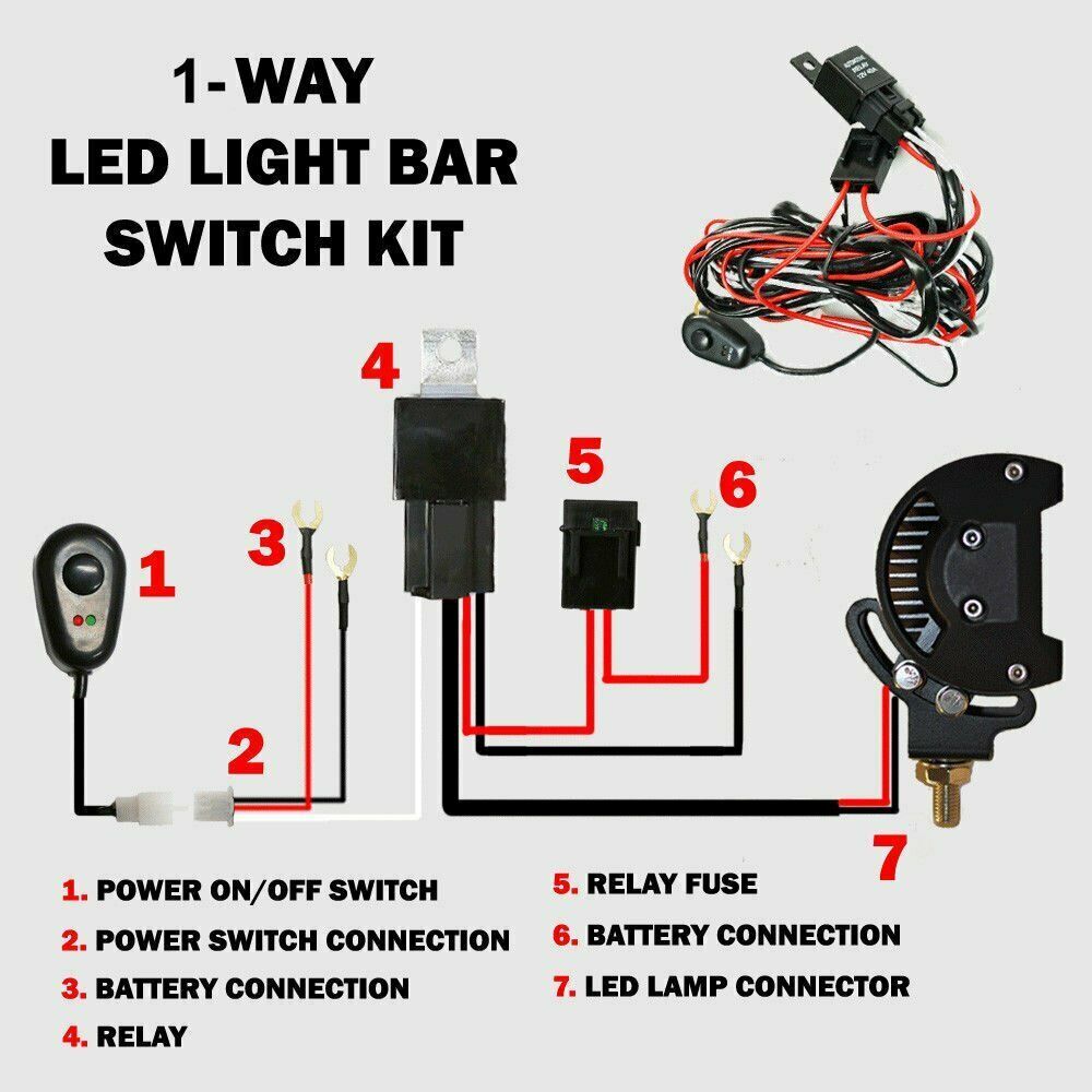 Kit de arnés de cableado de barra de luz LED 40A interruptor de encendido y apagado de relé de fusibles para 4x4 ATV UTV- - Image 2