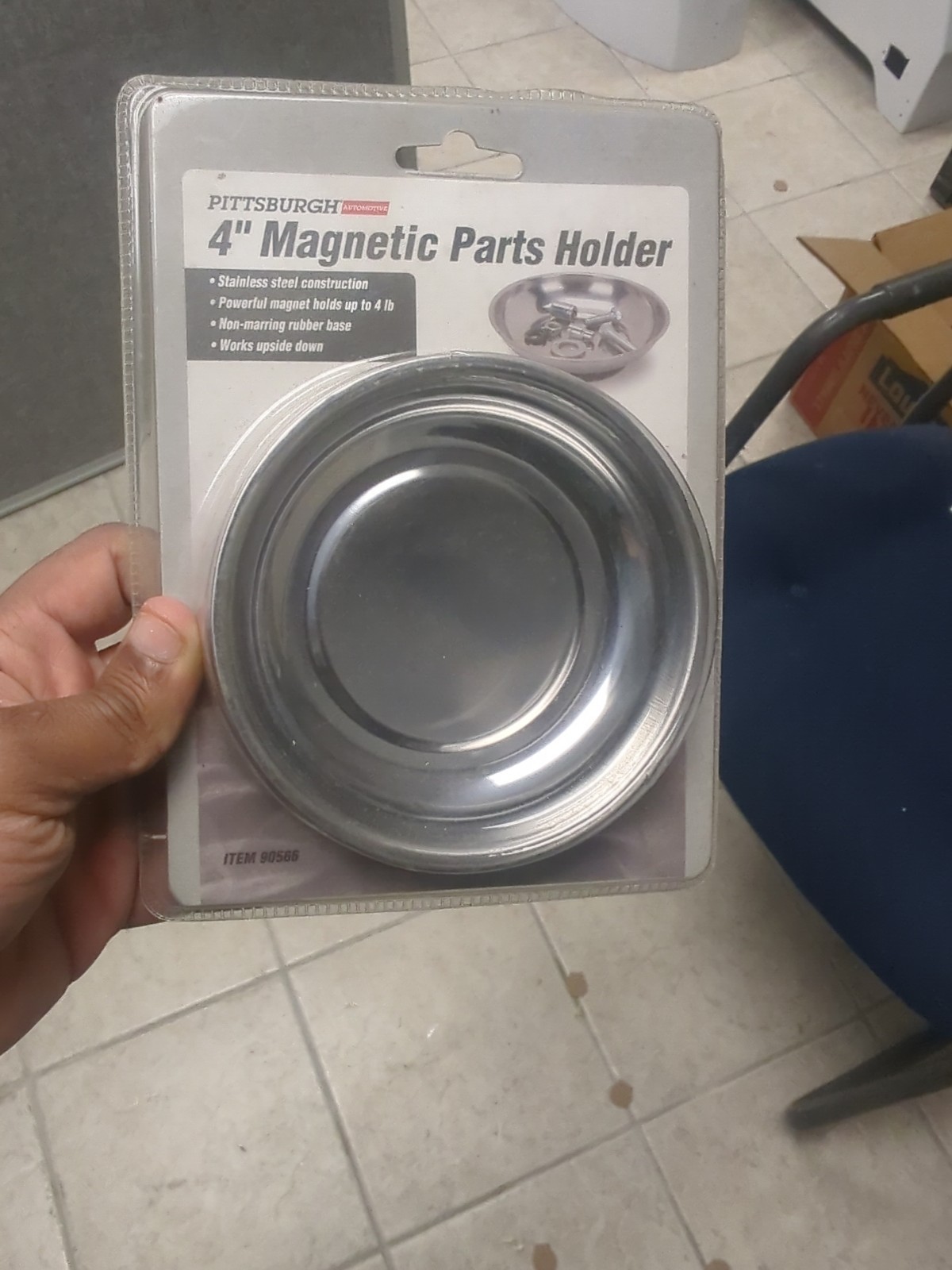 Pittsburgh 4" Round Magnetic Tray Tool Screw Part Holder Stainless Organizer-NEW