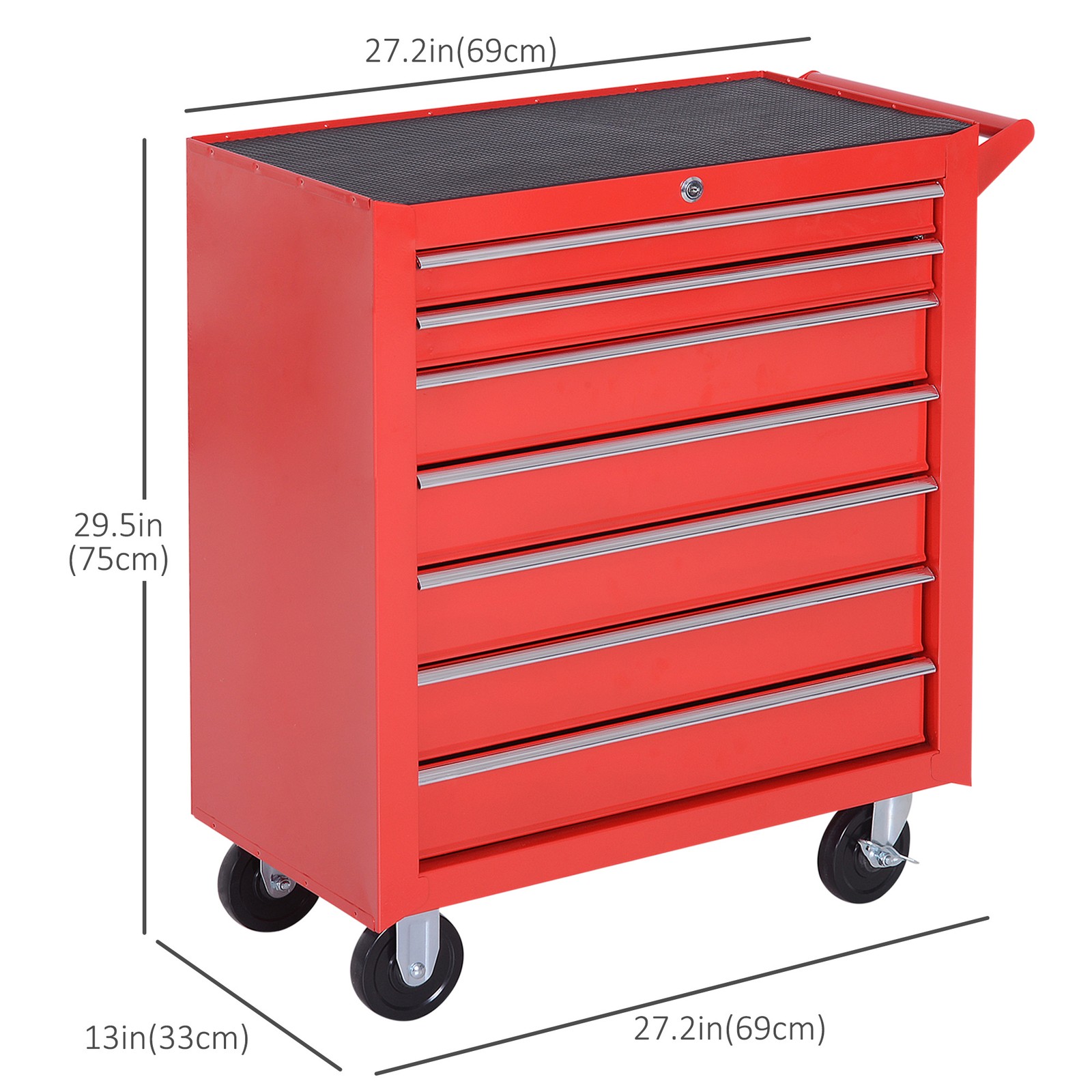 7 Drawer Roller Tool Chest Mobile Lockable Toolbox, Storage Organizer Workshop - Image 3