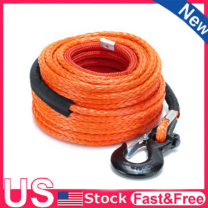 Cable de línea de cabrestante sintético 32000 lb 1/2" 100 ft + gancho para recuperación 4x4-