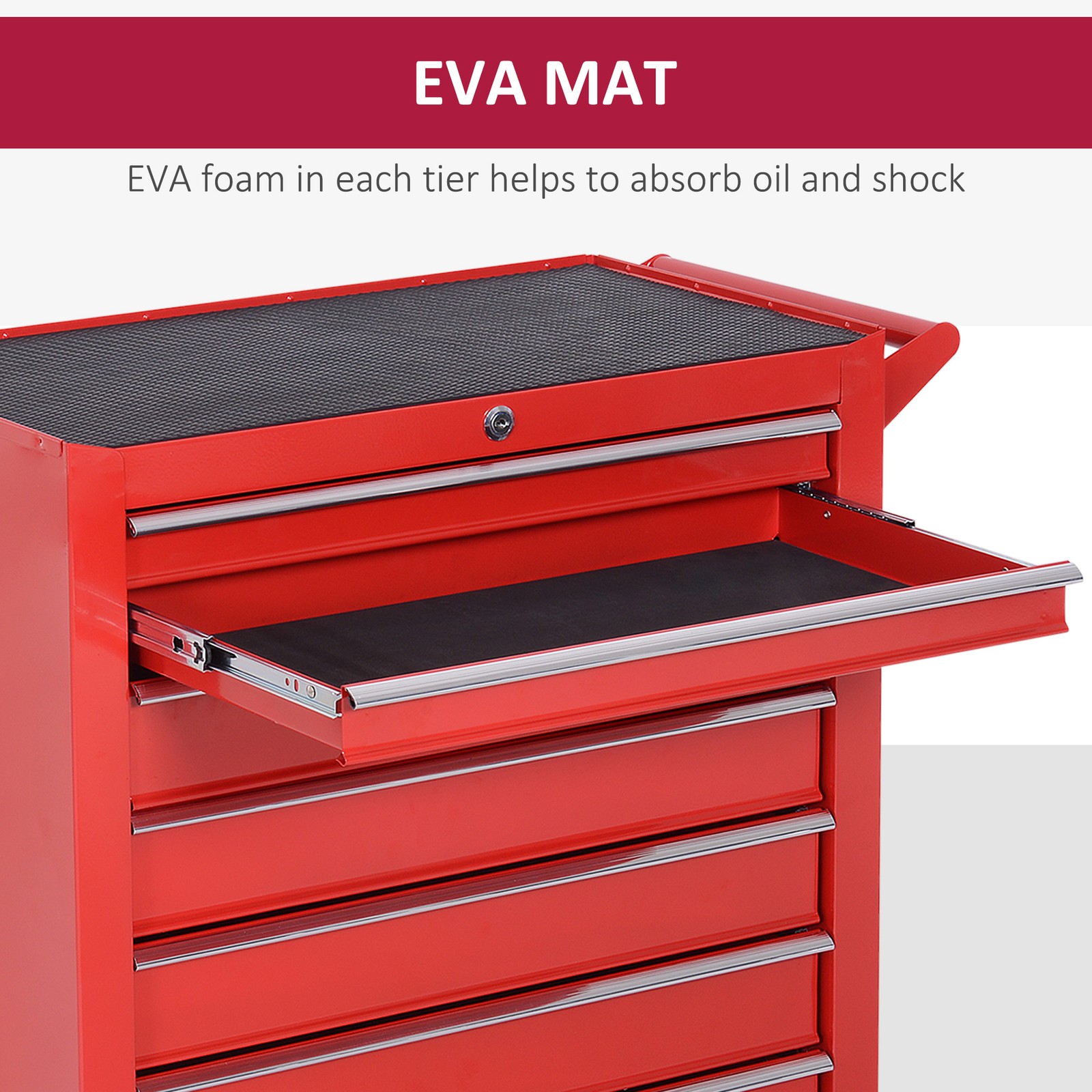 7 Drawer Roller Tool Chest Mobile Lockable Toolbox, Storage Organizer Workshop - Image 5