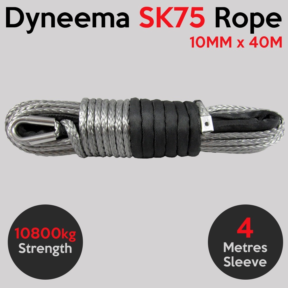 Gancho de cuerda de cabrestante Dyneema SK75 10 MM X 40 M recuperación sintética cable todoterreno 4x4 4x4-