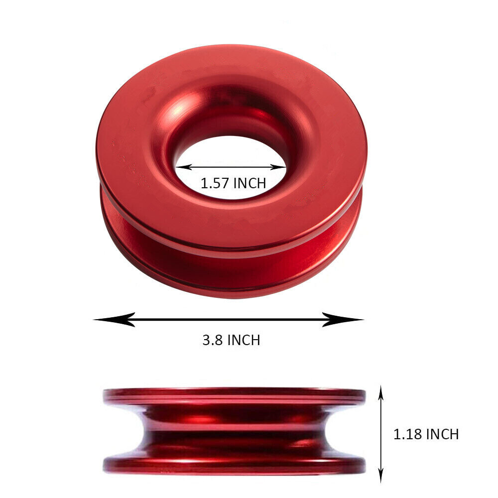 41000lbs 4WD Recovery Ring SNATCH-RING grillete suave cuerda de viento polea aluminio#- - Image 3