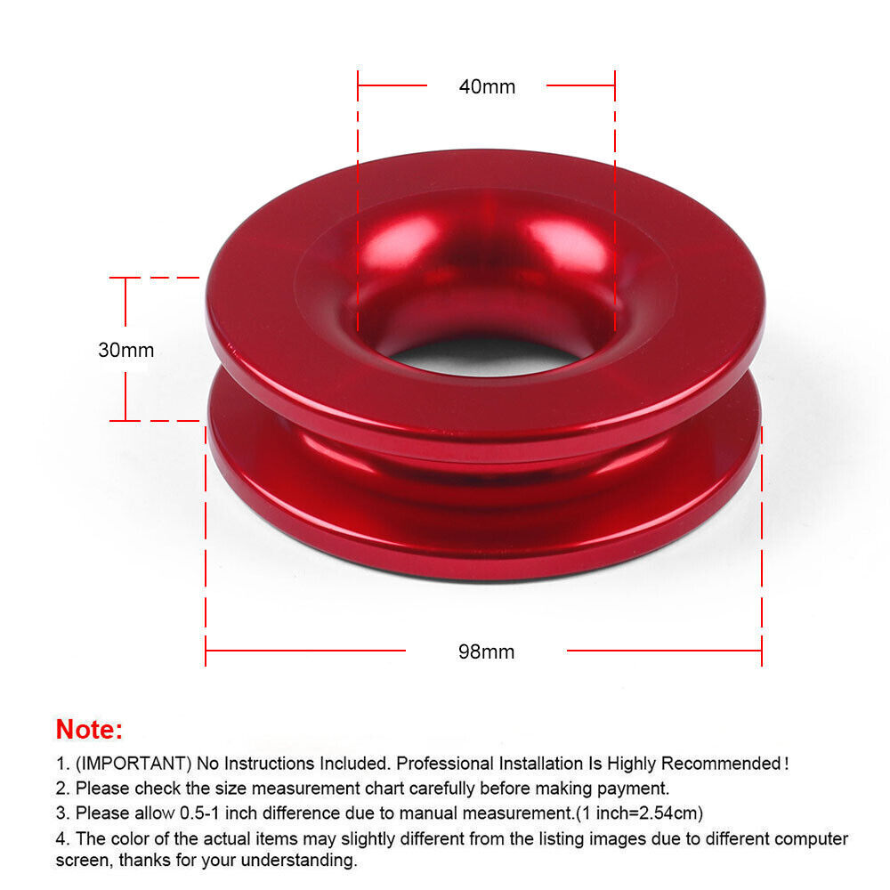 41000lbs 4WD Recovery Ring SNATCH-RING grillete suave cuerda de viento polea aluminio#- - Image 4