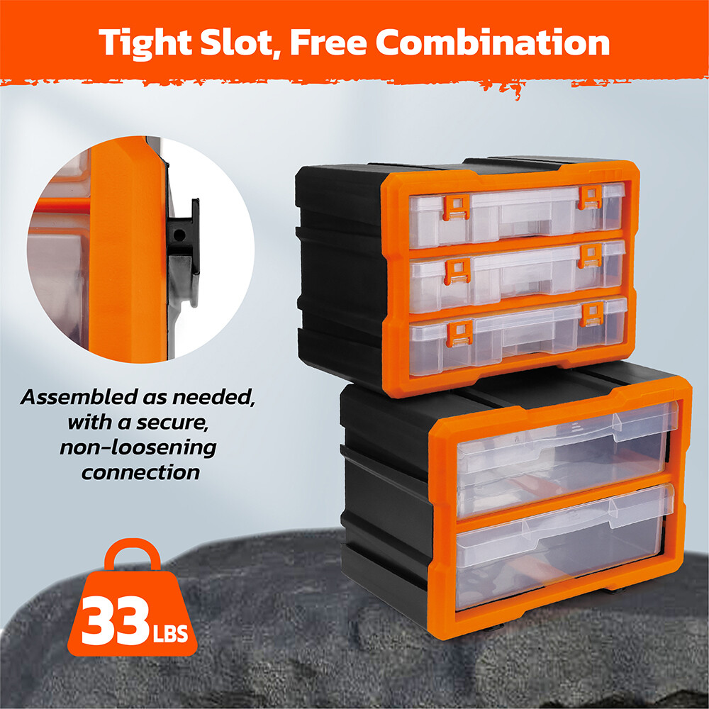 5 Drawers Tool Storage Cabinet Parts Organiser Drawer Bins Workshop Chest Garage - Image 3