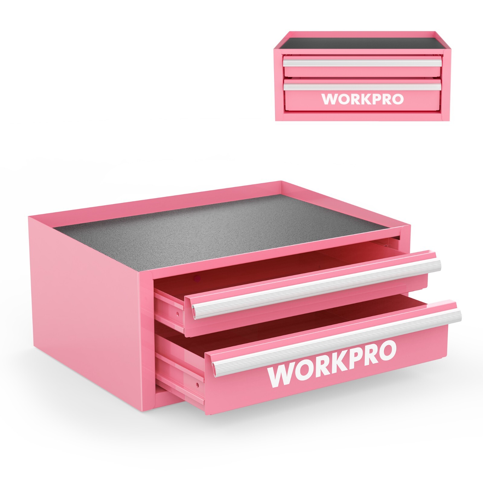 WORKPRO Green/Blue/Pink 12.5" Mini Toolbox Small Metal Tool Chest w/Drawer Liner - Image 2