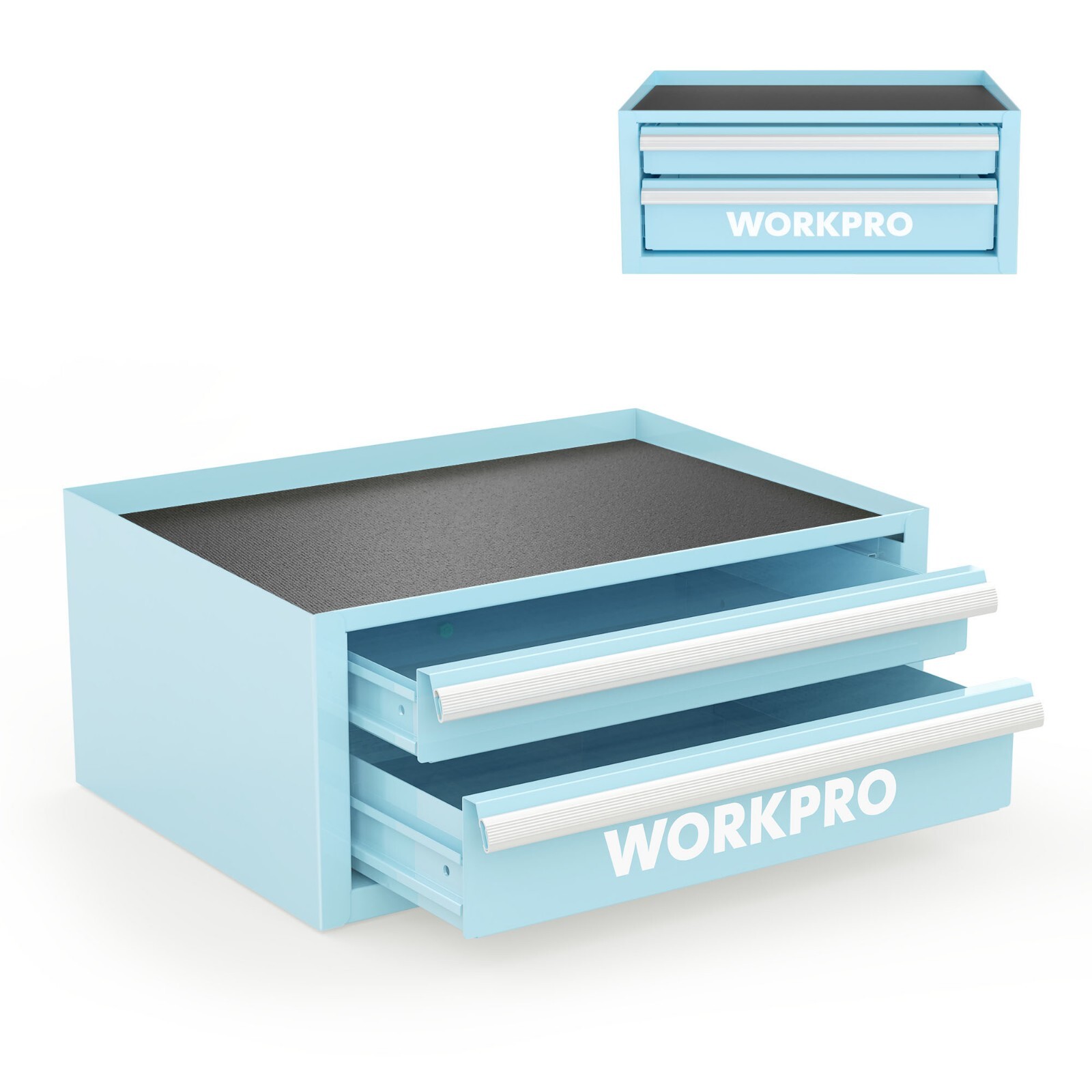 WORKPRO Green/Blue/Pink 12.5" Mini Toolbox Small Metal Tool Chest w/Drawer Liner - Image 4