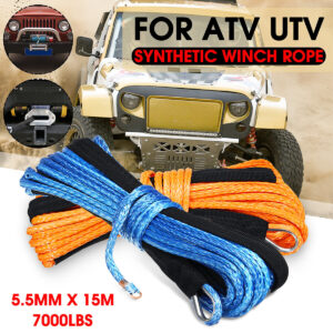 Cable de recuperación de línea de cuerda de cabrestante sintético de 5,5 mm * 15 m 7000 lb para 4x4 ATV UTV SUV-