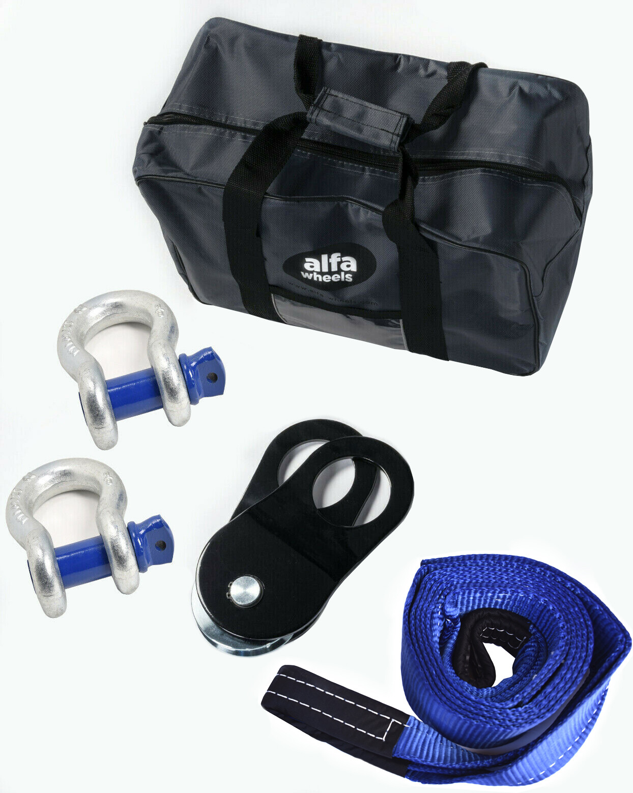 Kit de recuperación de cabrestante de camión SUV 10T 20 ft 4x4 bloque de arrebato + grillete de arco + correa de remolque + bolsa-