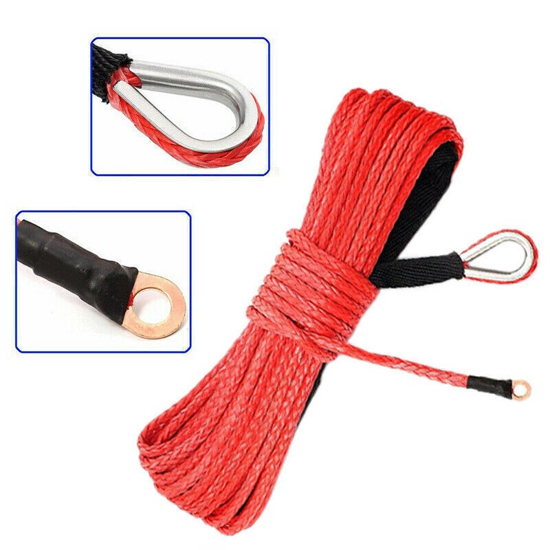 Cable de recuperación de línea de cuerda de cabrestante sintético 3/16"x50' 10000 lb 4x4 ATV UTV con funda- - Image 5