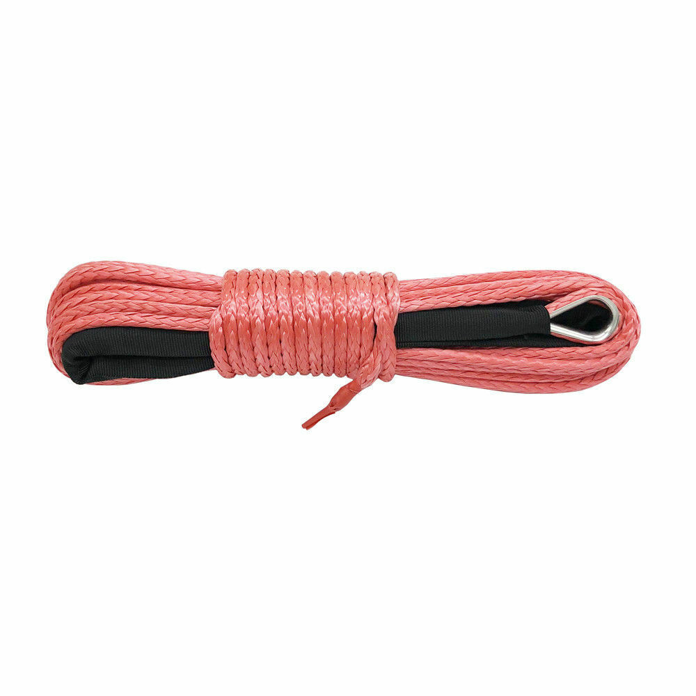 Cable de recuperación de línea de cuerda de cabrestante sintético 1/4"x50' 10000 lb 4x4 ATV con funda roja-