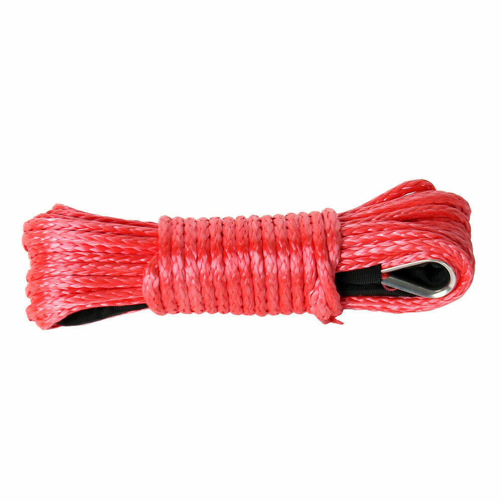 Cable de recuperación de línea de cuerda de cabrestante sintético 1/4"x50' 10000 lb 4x4 ATV con funda roja- - Image 3