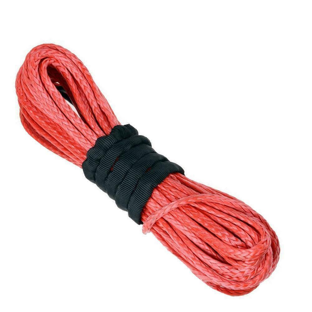 Cable de recuperación de línea de cuerda de cabrestante sintético 1/4"x50' 10000 lb 4x4 ATV con funda roja- - Image 5