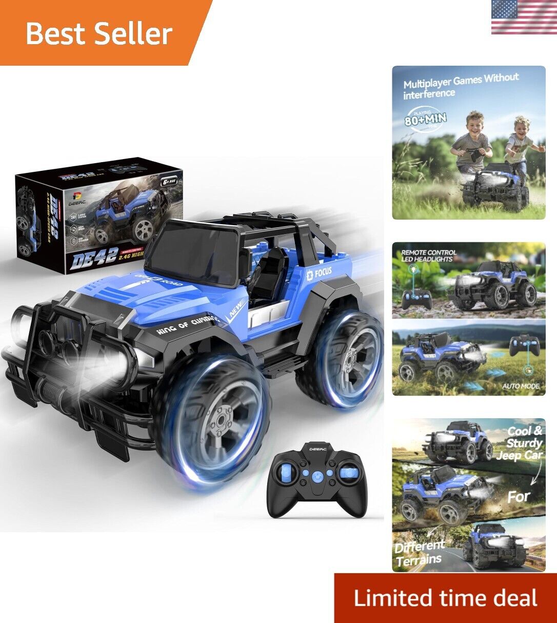 Coche con control remoto DE42 80 min Playtime escala 1:18 - diversión aventurera para adolescentes-