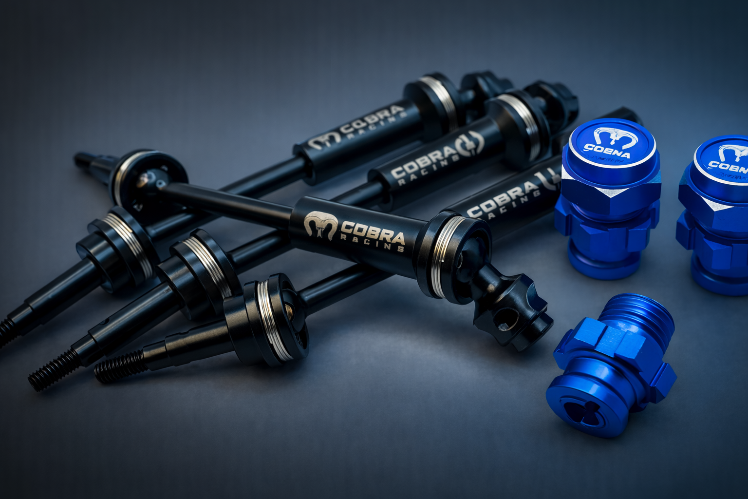 CR - EHD (6mm) Eje de transmisión CVD con adaptador de 17mm para Traxxas 1/10 4x4 - Azul-