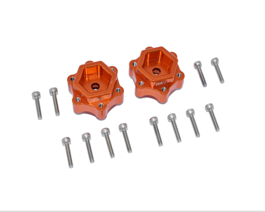 Convertidor adaptador hexagonal de aluminio GPM 1:8 (+5 mm) para eje sólido LOSI LMT 4x4 NARANJA-