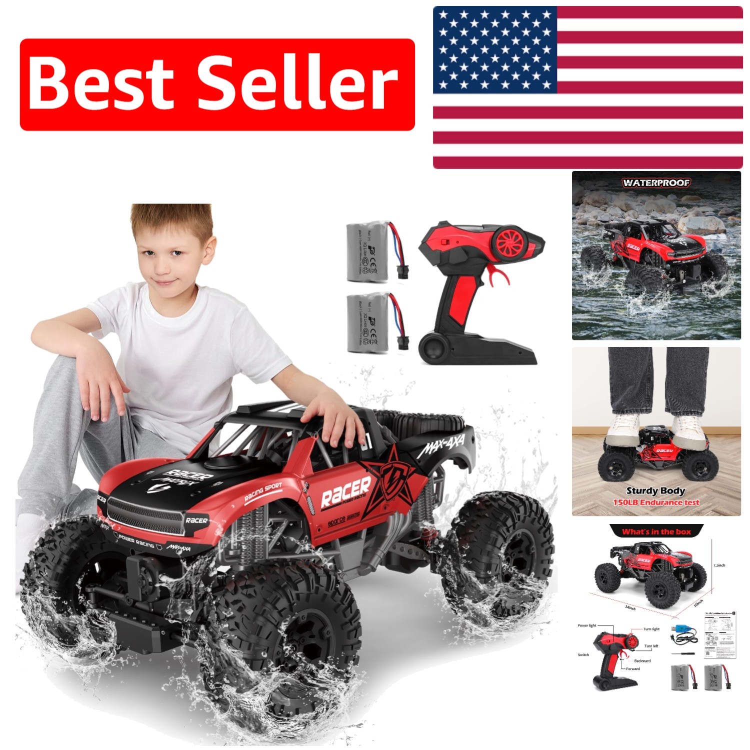Monster Truck todoterreno impermeable escala 1:12 4x4 con motores dobles y baterías-