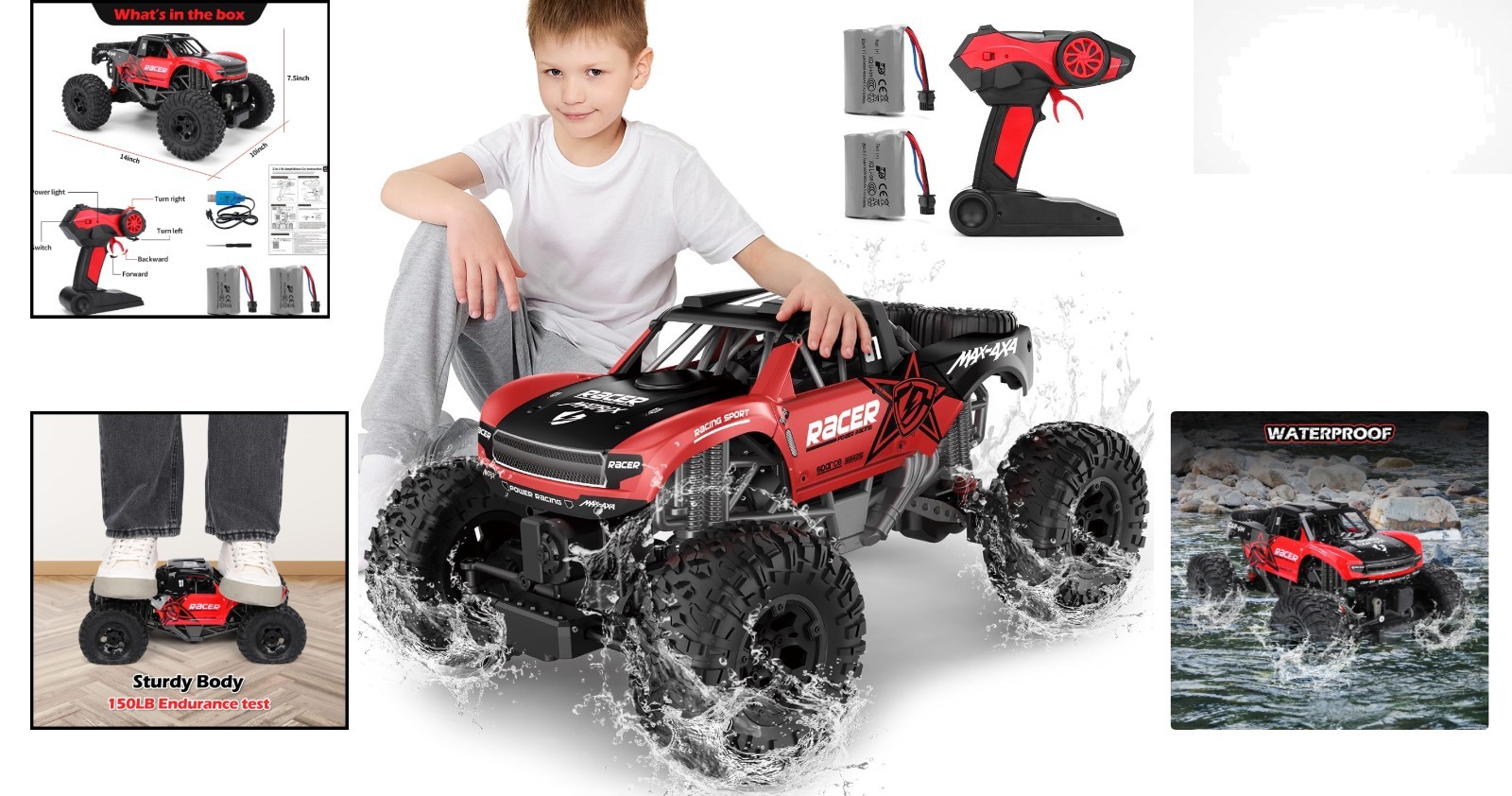 Monster Truck todoterreno impermeable escala 1:12 4x4 con motores dobles y baterías- - Image 2