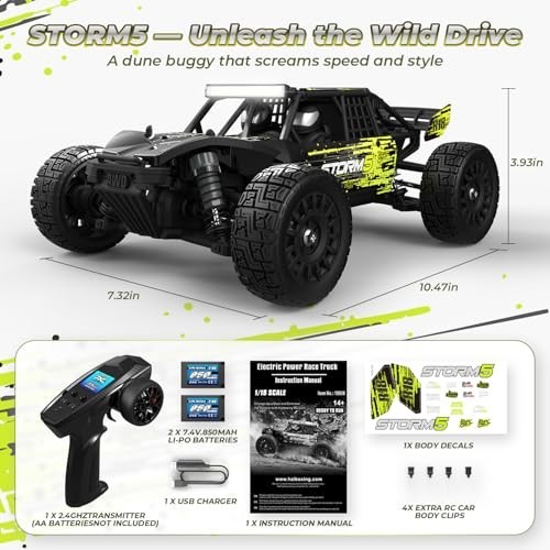 Camión de radiocontrol todoterreno 1:18 36 km/h 4x4 coche eléctrico, a prueba de salpicaduras, baterías dobles, RT- - Image 3