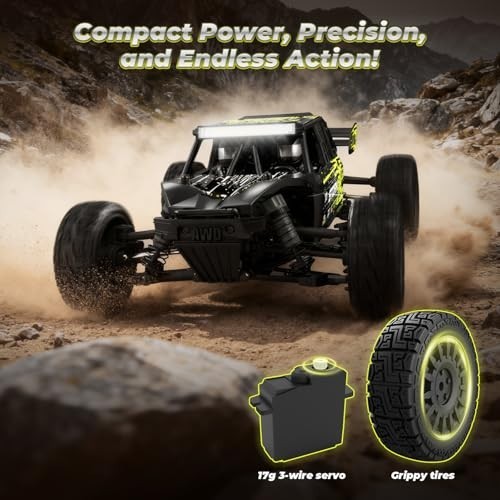 Camión de radiocontrol todoterreno 1:18 36 km/h 4x4 coche eléctrico, a prueba de salpicaduras, baterías dobles, RT- - Image 4
