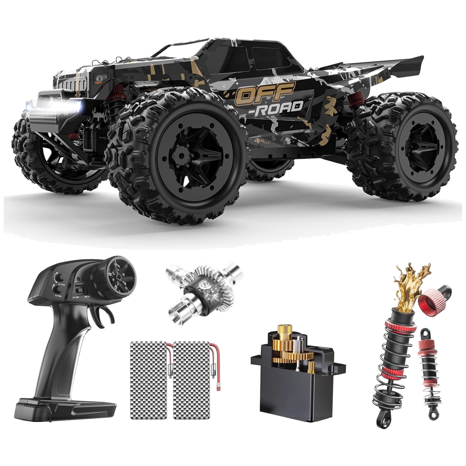 Monster Truck RC todoterreno 4x4 impermeable - 40 km/h emociones con dos baterías-