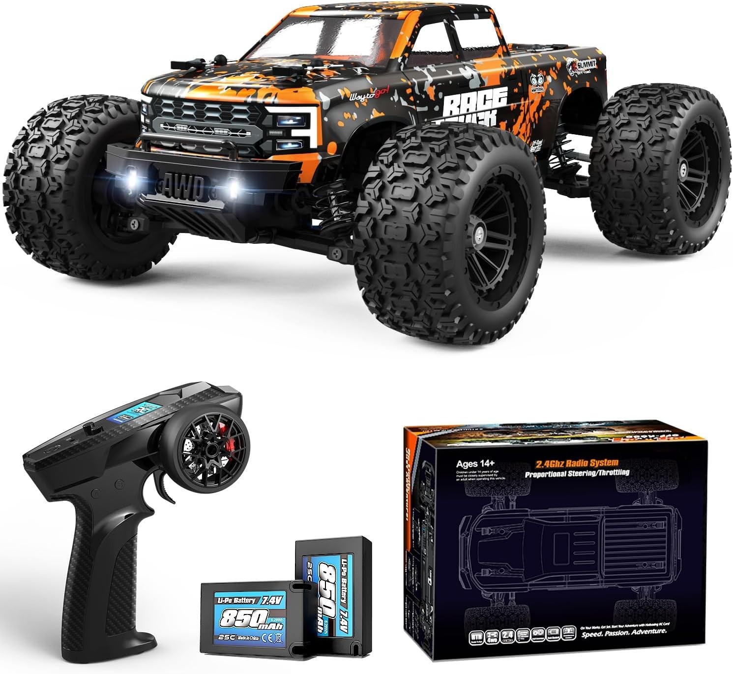 Monster Truck RC rápido 4x4 - Aventura escala 1:18 con baterías dobles para niños- - Image 3