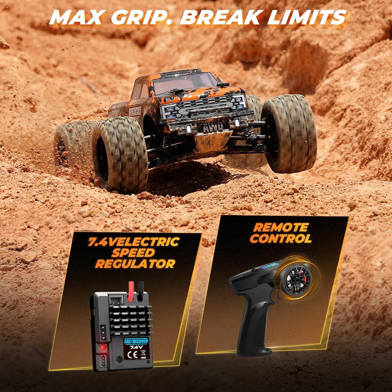 Monster Truck RC rápido 4x4 - Aventura escala 1:18 con baterías dobles para niños- - Image 4