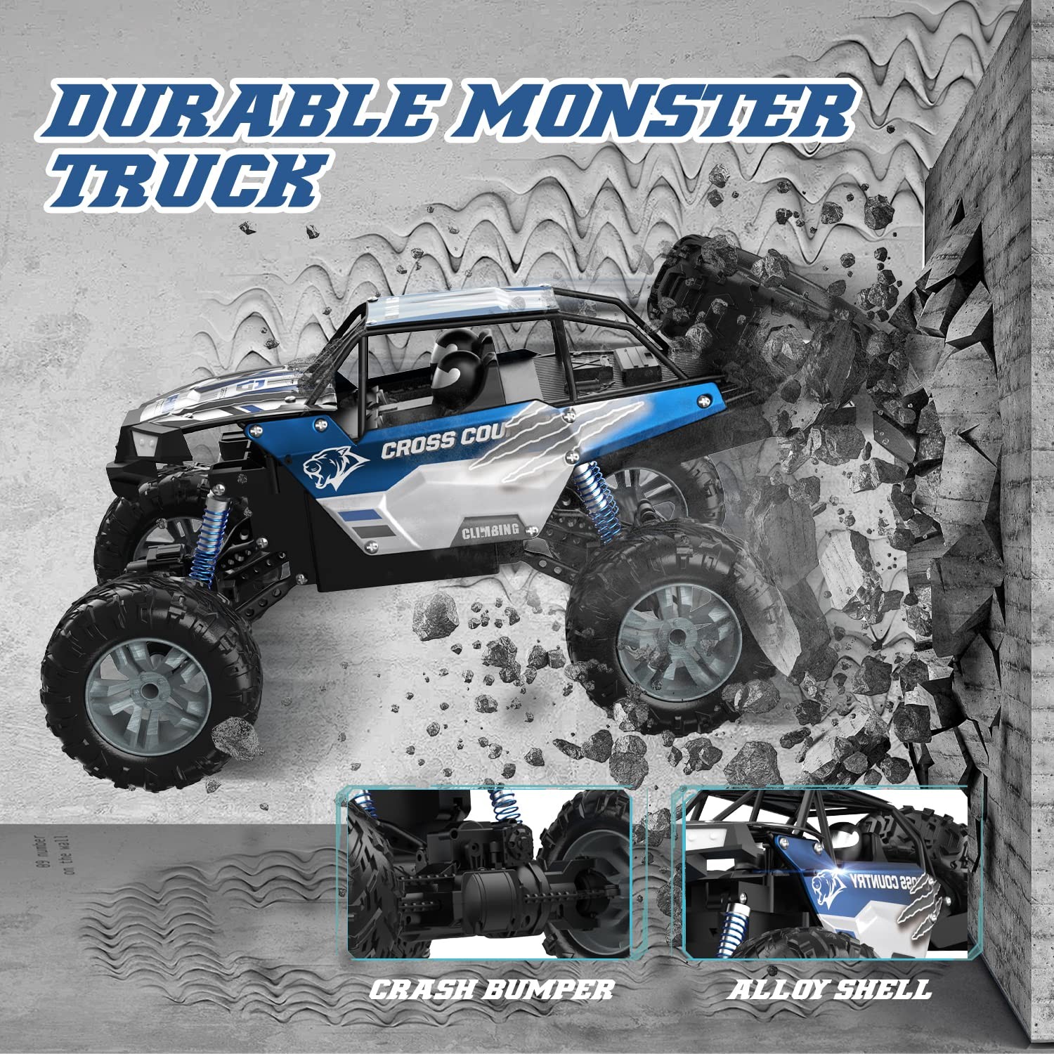 Monster Truck DEERC 1:8 Grande RC 4x4 con Sonido, 2 Baterías - Adultos y Niños- - Image 5