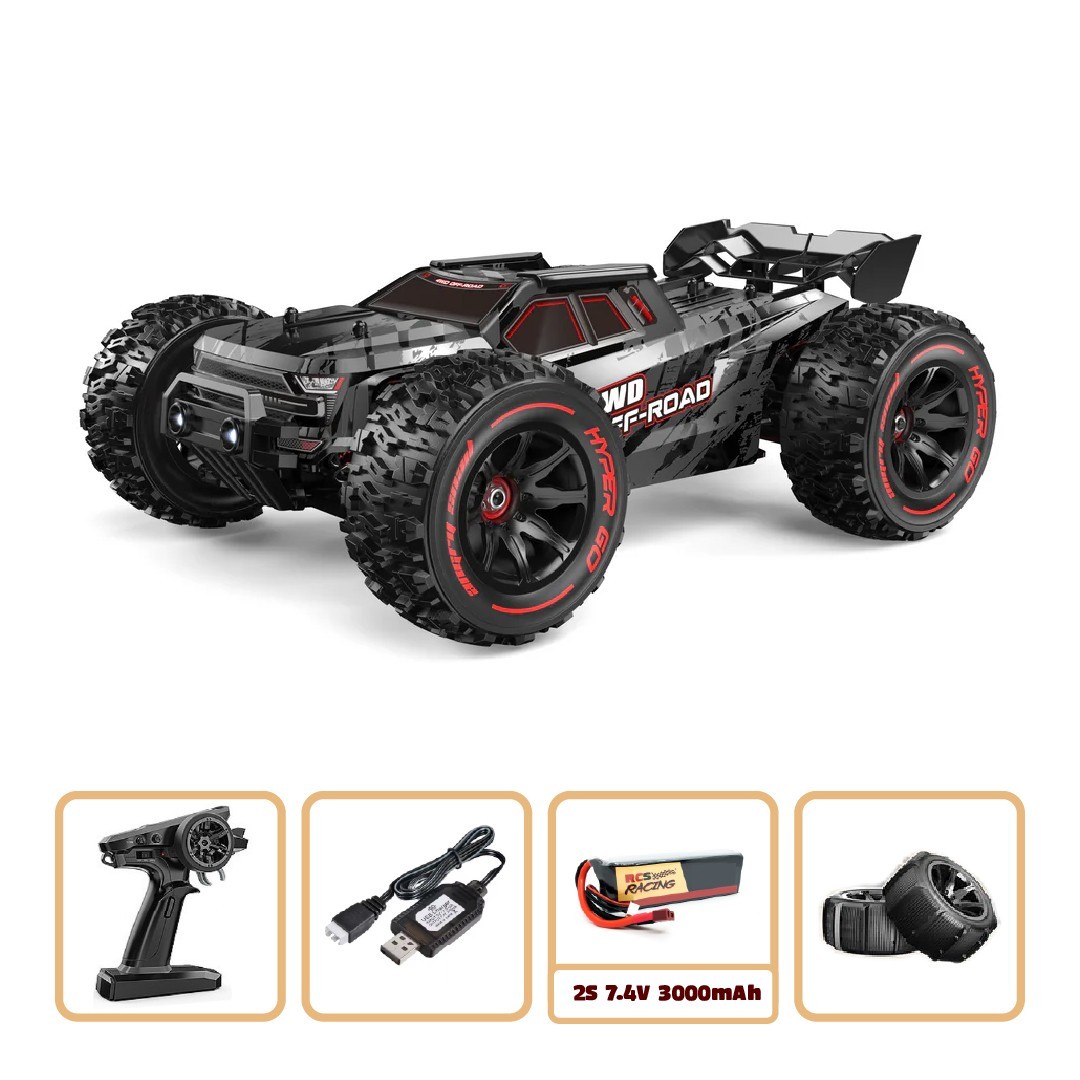 Truggy camión sin escobillas 2S - 35 MPH + batería y cargador MJX 1/14 10208 V3 negro-