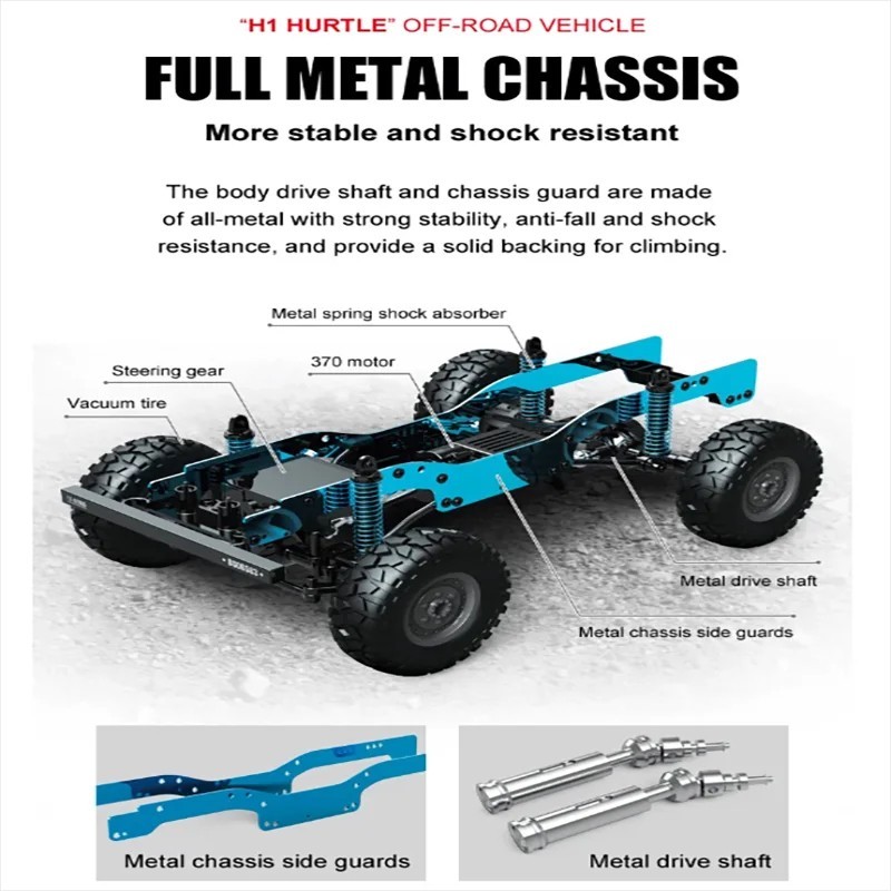 JJRC Q121 Hummer H1 1:12 4x4 RC Crawler Truck Car 2,4 GHz Luces LED IPX4 RTF- - Image 5