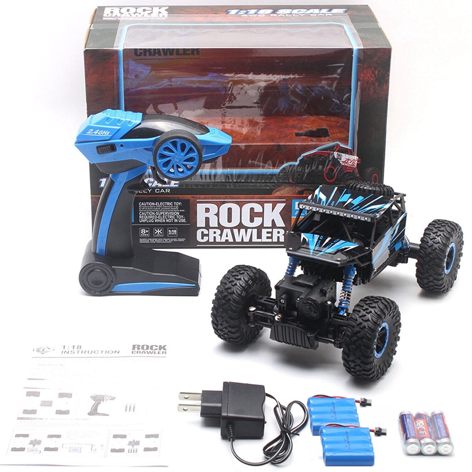 Monster Truck radiocontrol con control remoto 2.4G 4x4 todoterreno coche de radiocontrol con 2 baterías juguete regalo-