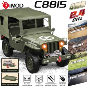 JJRC C8815 Coche de radiocontrol Jeep 2.4G 1/10 Camión militar 4x4 Todoterreno Coche de radiocontrol con luz LED-