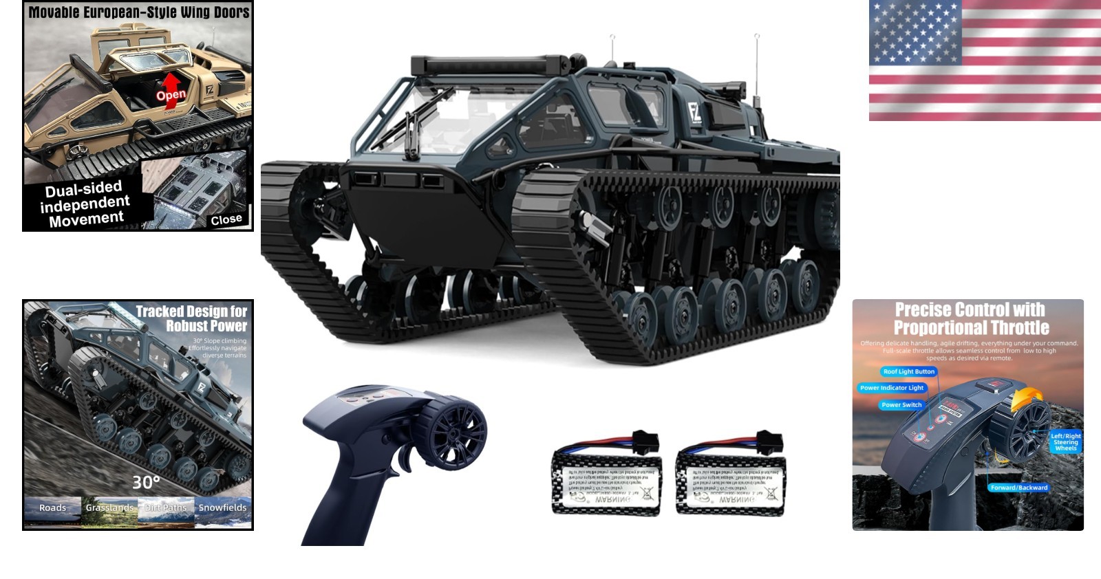 Tanque de camión RC todo terreno para niños adultos, 4x4 2 baterías- - Image 2