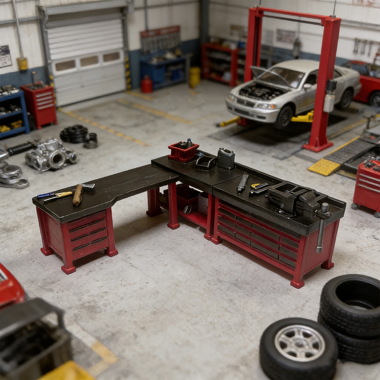 1/64 Diorama Automotive Repair Workbench Scene Props for Car Model Display - Image 2