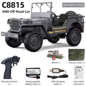 JJRC C8815 RC Militaryjeep 2.4G 4x4 Camión Coche Cabrestante Lona Off-Road RTR Auto-