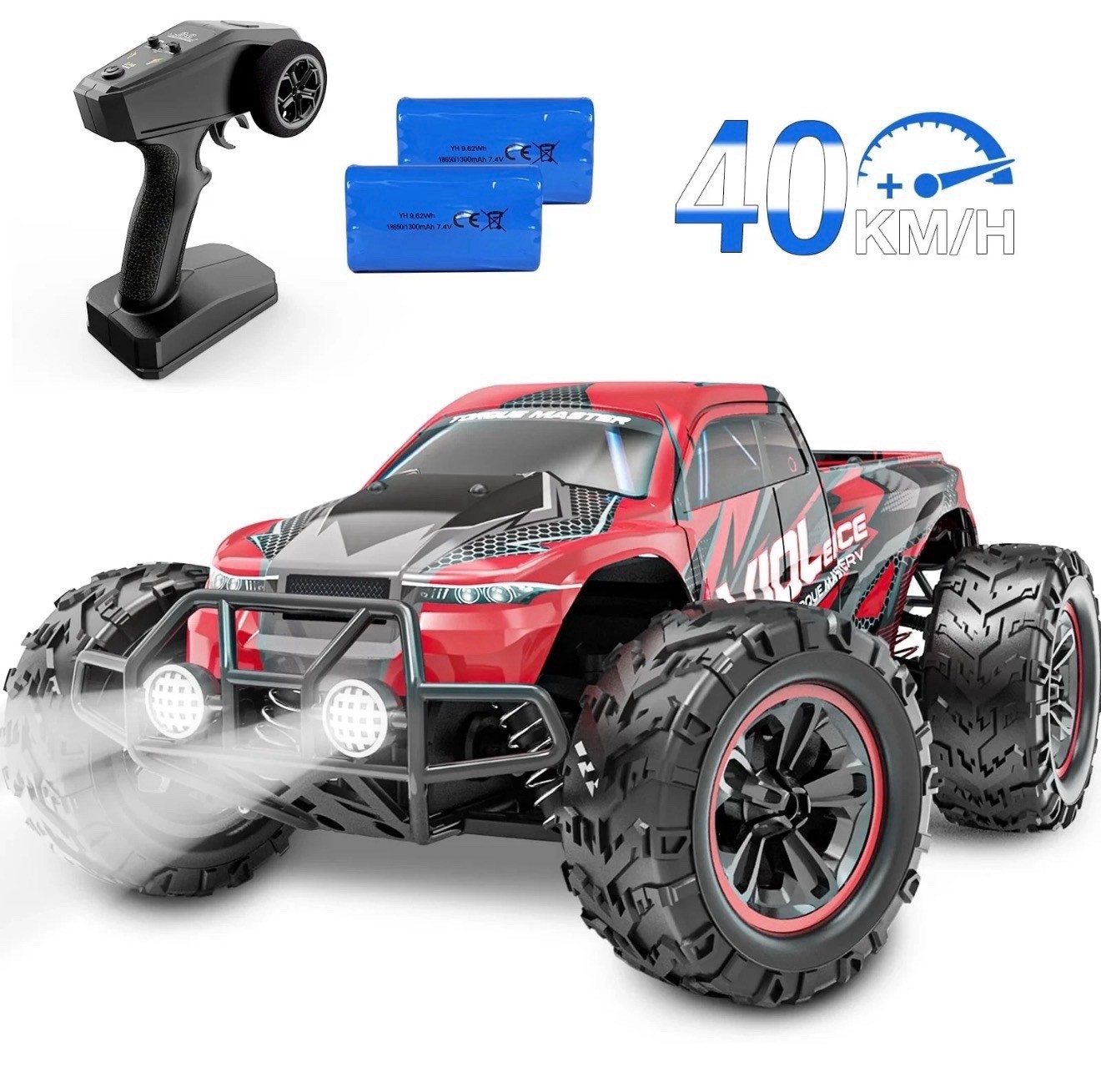 Coche de radiocontrol 1:16 30+ MPH alta velocidad 4x4 camión de control remoto con 2 baterías-