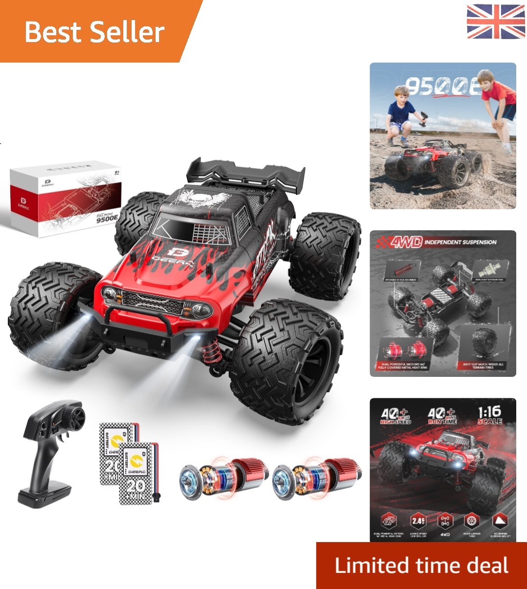 Monster Truck todo terreno 4x4 RC - 25 MPH coche de carreras para niños y adultos-