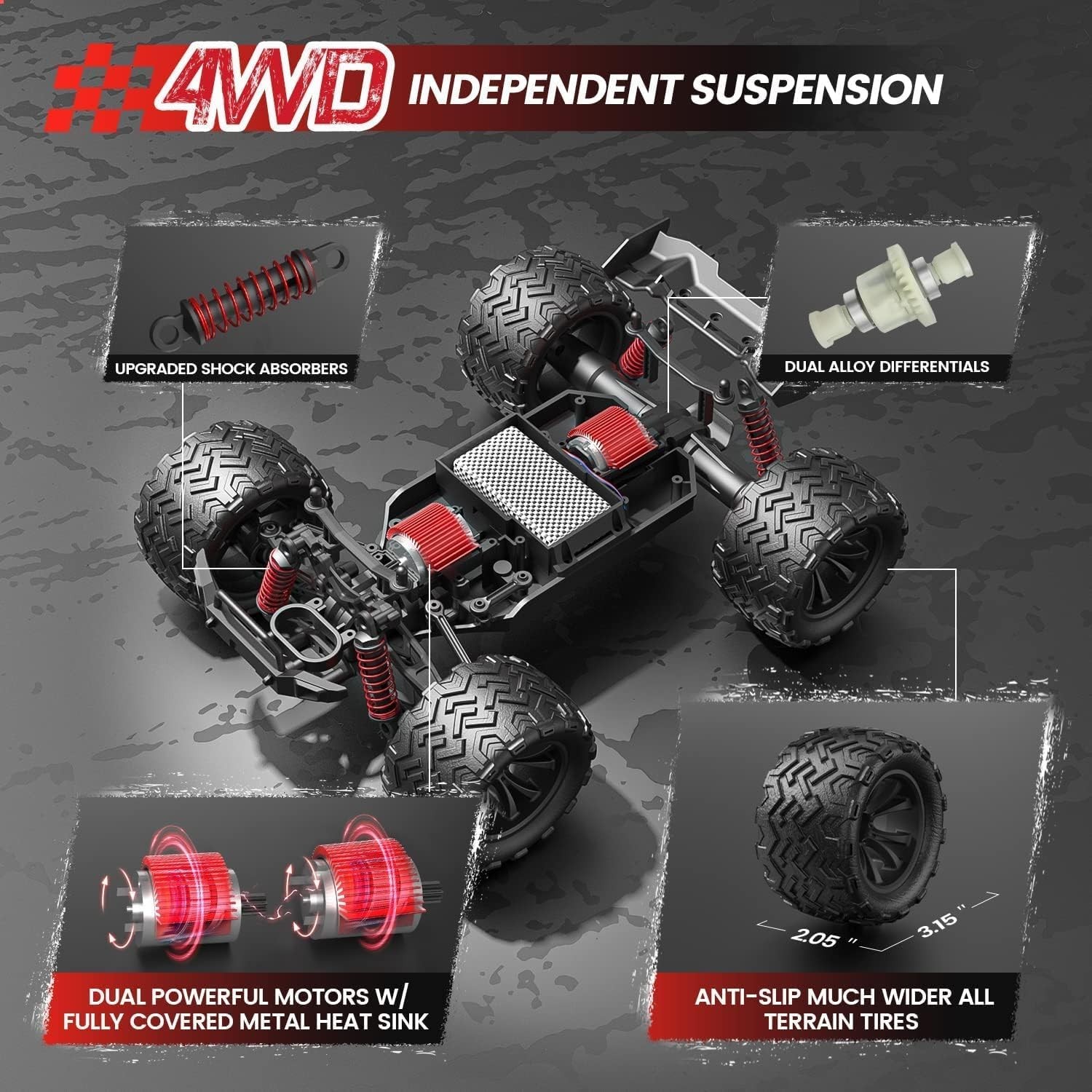 Monster Truck todo terreno 4x4 RC - 25 MPH coche de carreras para niños y adultos- - Image 5