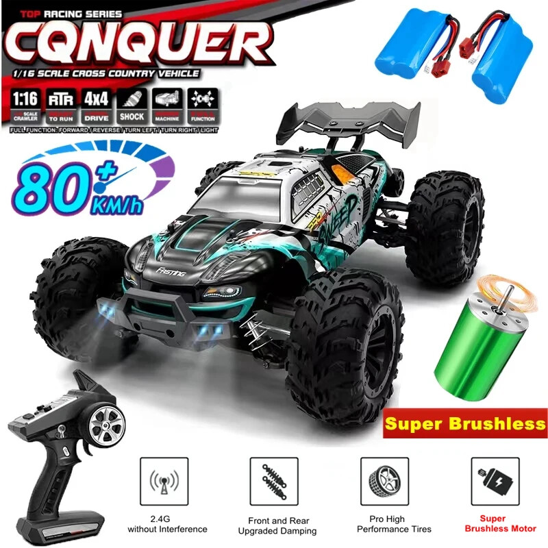 1:16 Coche RC Sin Escobillas 4x4 80 KM/H Alta Velocidad RC Monster Truck-