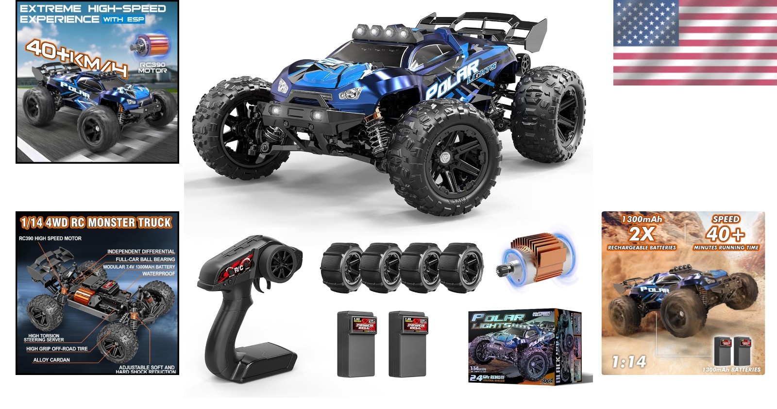 Monster Truck todoterreno recargable 1:14 - baterías dobles y 40 minutos de juego- - Image 2