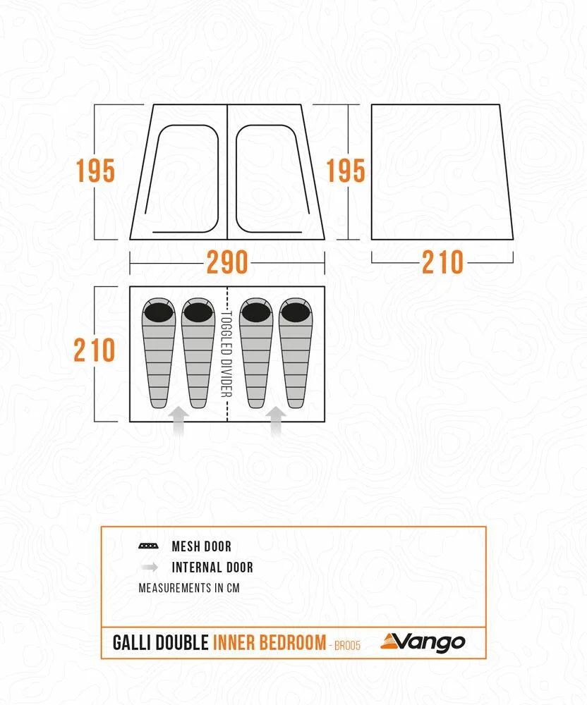 Vango BR005 dormitorio doble para toldos Galli tienda interior 4 literas- - Image 2