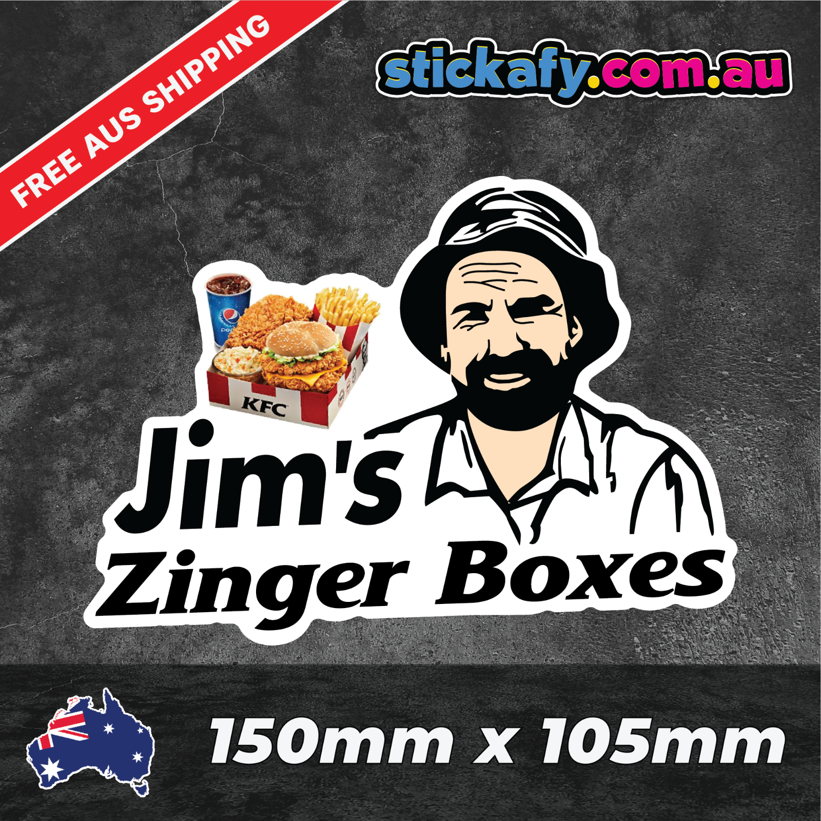 Jims Zinger Boxes Adhesivo Divertido Parachoques Ventana Coche Laptop 4x4 Calcomanía Ute 4x4 Divertido-