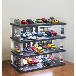 1/64 Model Car Display Case Street Diorama Easy Assembly Toy Car Storage Box