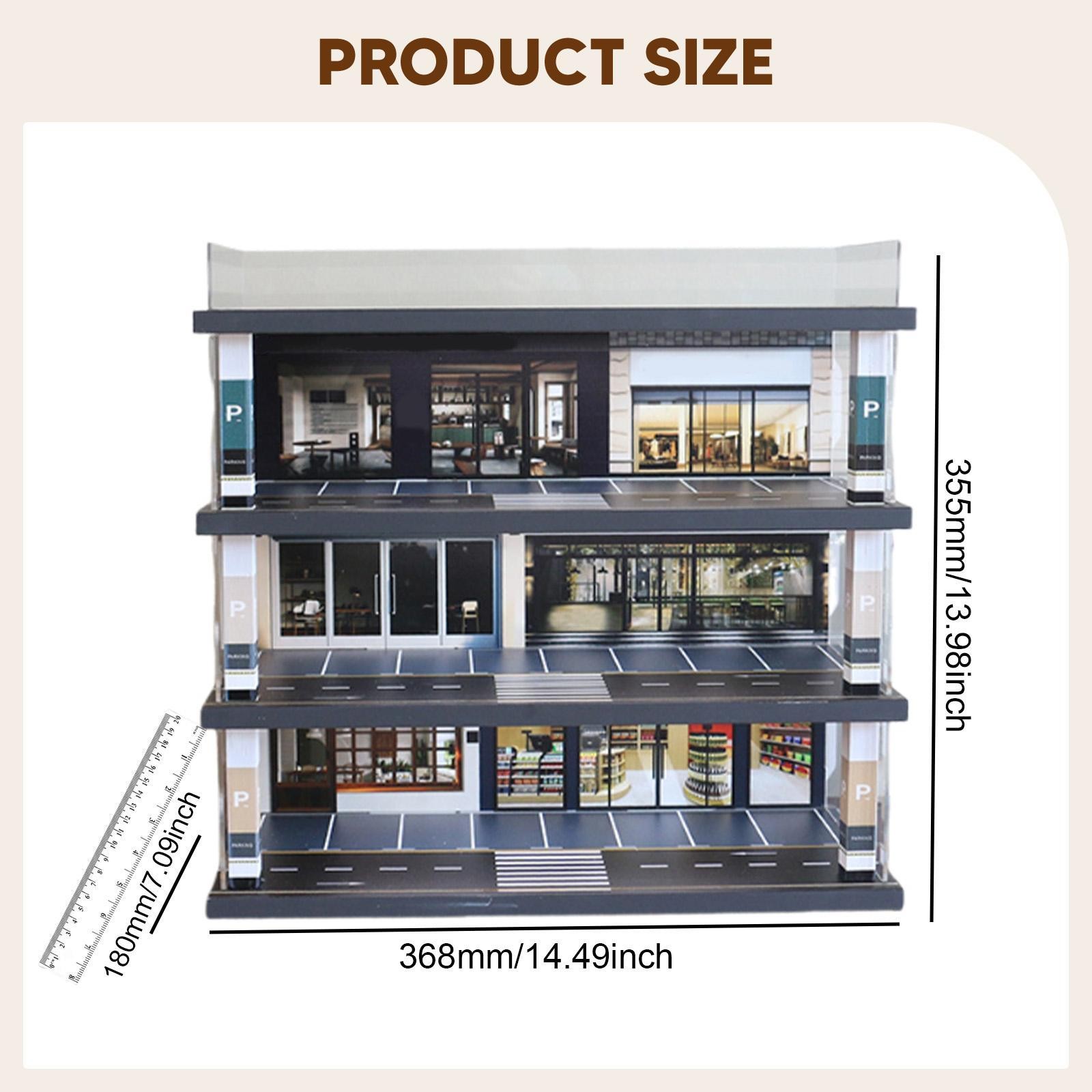 1/64 Model Car Display Case Street Diorama Easy Assembly Toy Car Storage Box - Image 3