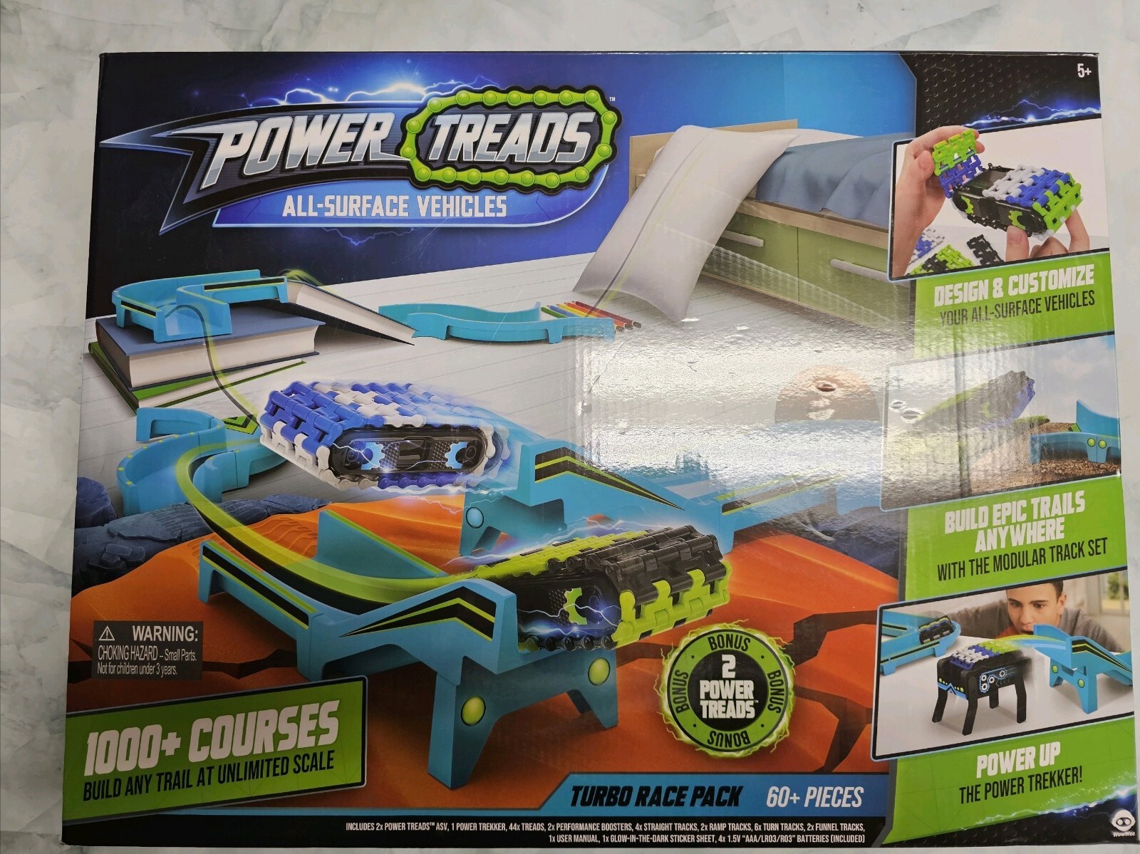 Power Treads Vehículos Todo Superficie Turbo Race Pack, ¡60 Piezas Más! ¡Nuevo!-